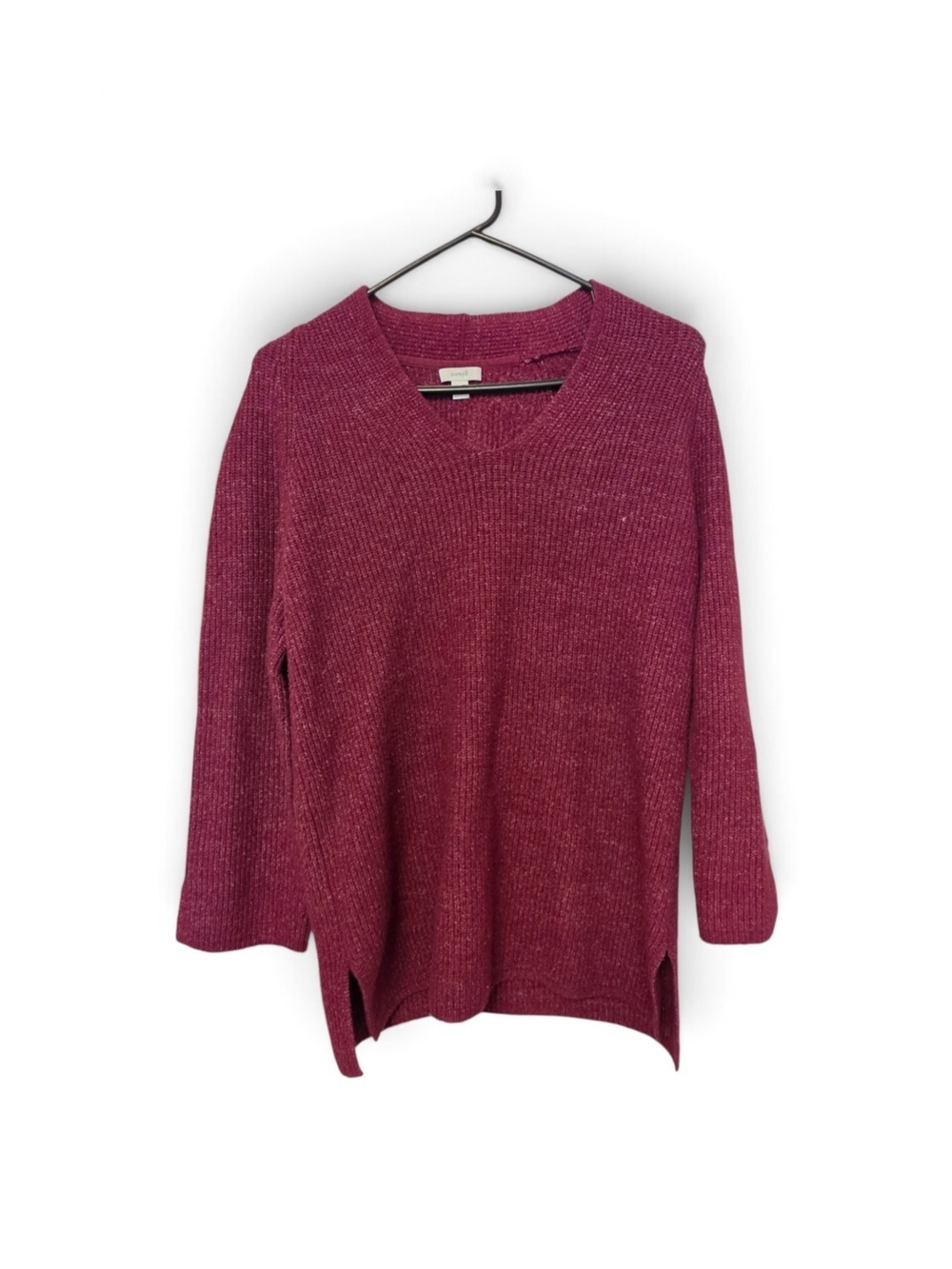 ​Pure Jill Ribbed V-Neck Knit Pullover Sweater Side Slits Size XS